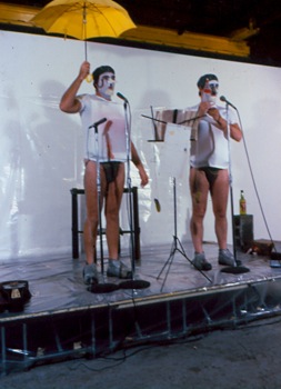 Performance by The Kipper Kids at Hallwalls, 1979.
