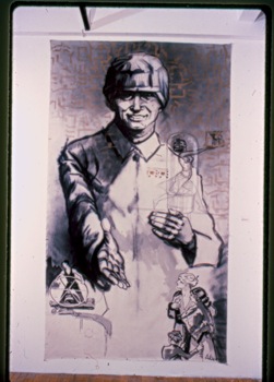 Work by Bruce Adams installed at Hallwalls, 1984.