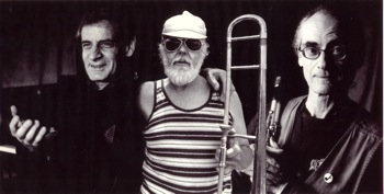 Promo still for Roswell Rudd Trio, 1999.