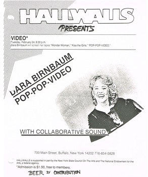 Flier for Dara Birnbaum screening at Hallwalls, 1981.