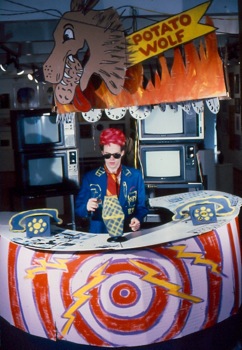 Colab's cable show, Potato Wolf, presented by producer Terry Mohre at Hallwalls, 1982.